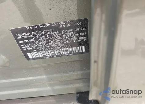 2021 Subaru Forester Premium из США, поврежденный, VIN JF2SKAJC9MH426389